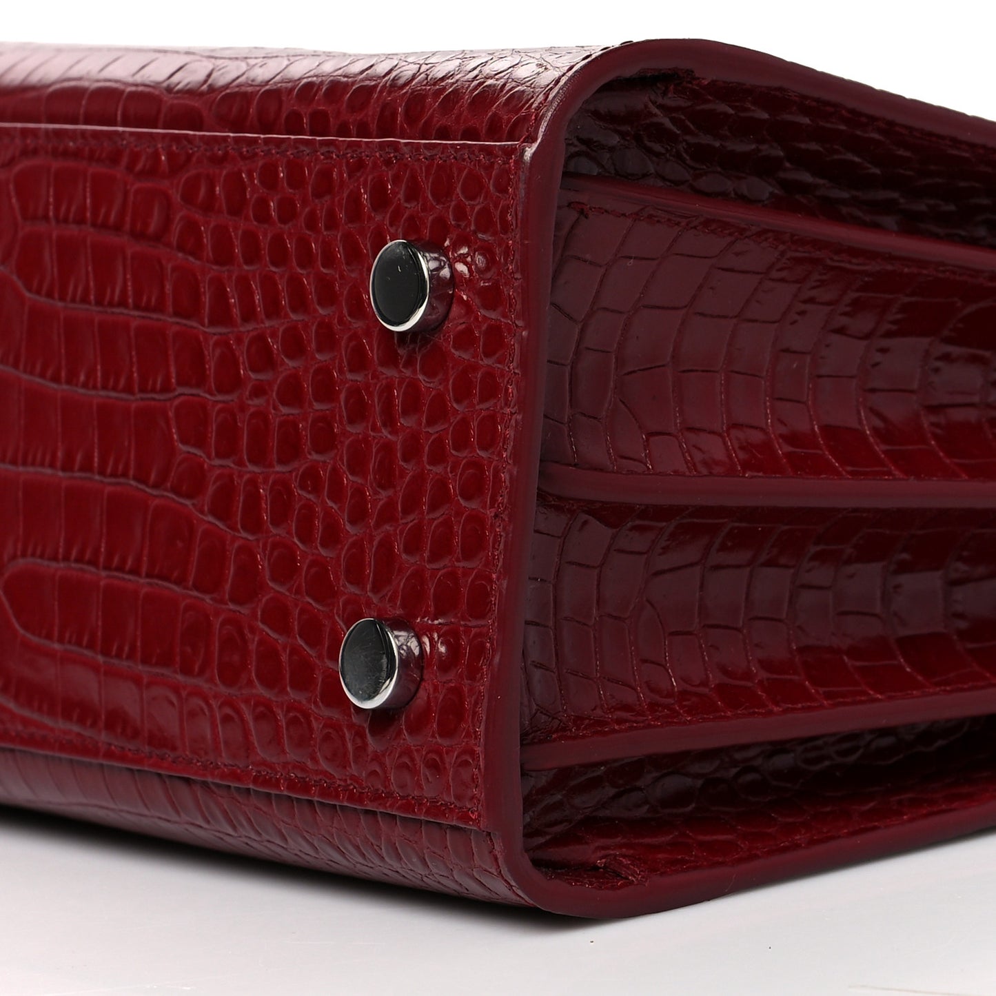 Calfskin Crocodile Embossed Baby Sac De Jour Bordeaux