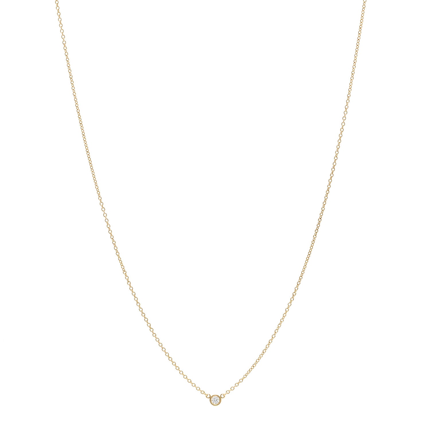 Tiffany 18K Yellow Gold Diamond .05ct Elsa Peretti Diamonds by the Yard Pendant Necklace 1 of 4