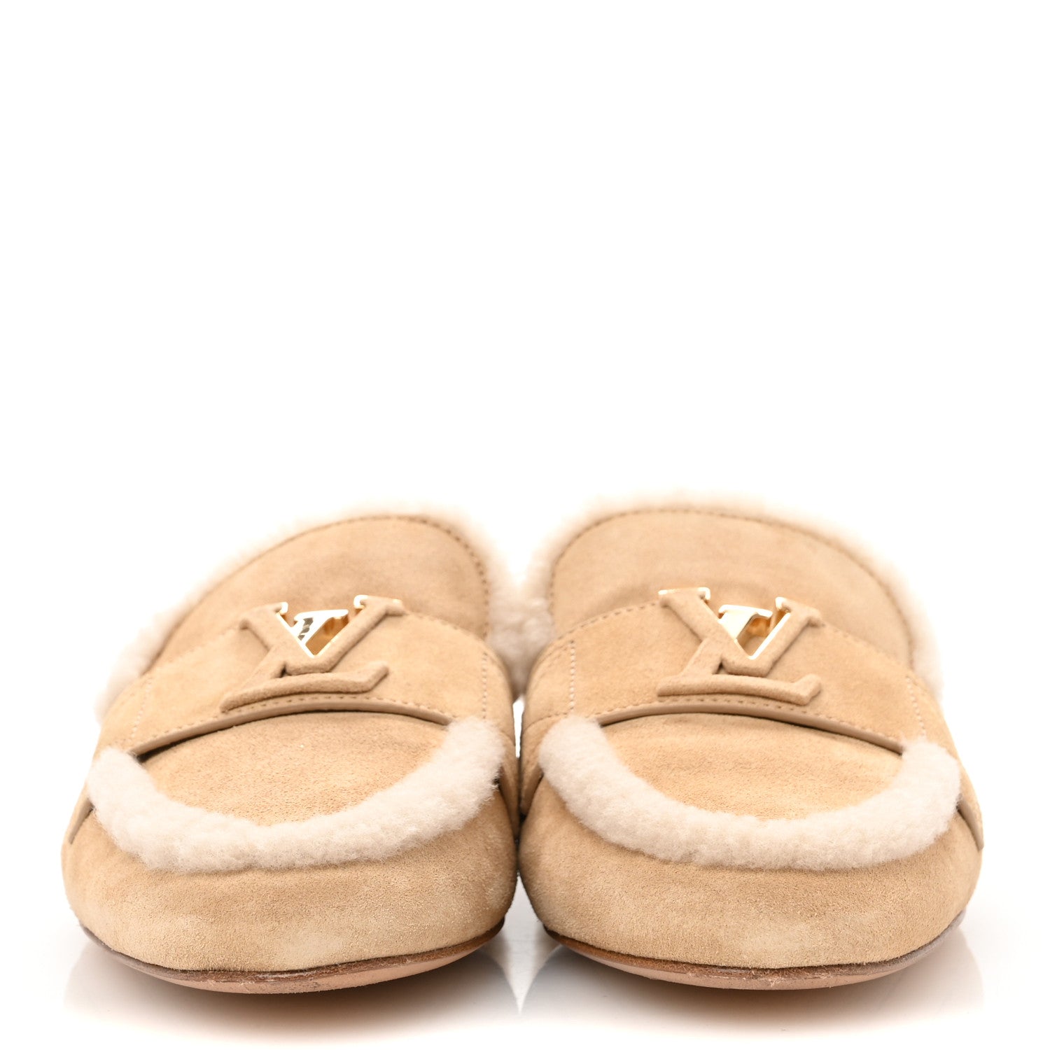 Louis Vuitton Shearling Suede LV Mare Open Back Loafer 40 Beige 3 of 10