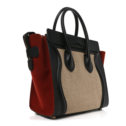 Celine Felt Smooth Calfskin Micro Tri-Color Luggage Brown Black 3 of 9