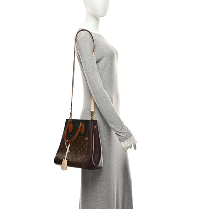 Louis Vuitton Calfskin Monogram Fold Tote MM Black Wine Cream 2 of 10