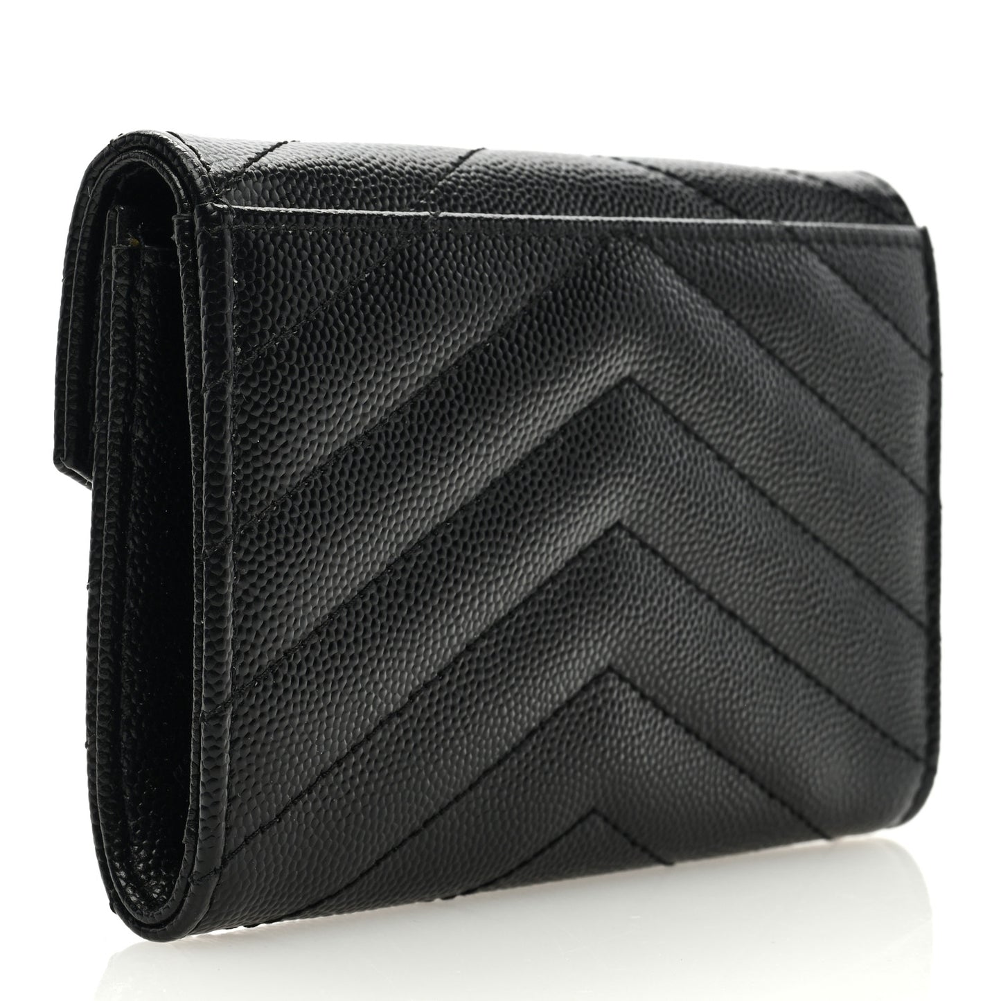 Grain De Poudre Matelasse Chevron Small Monogram Envelope Wallet Black