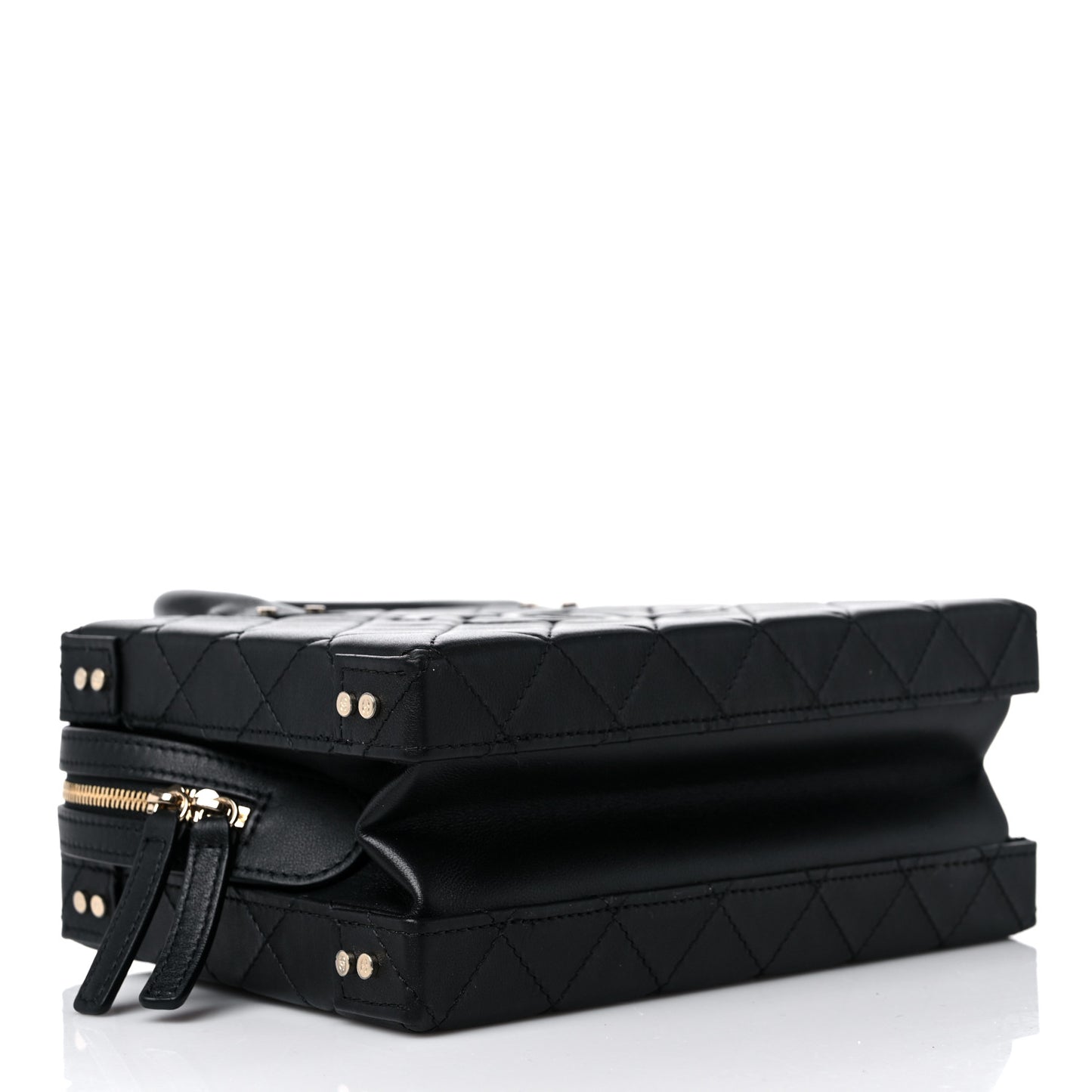 Calfskin Quilted Studded Square Vanity Case Black