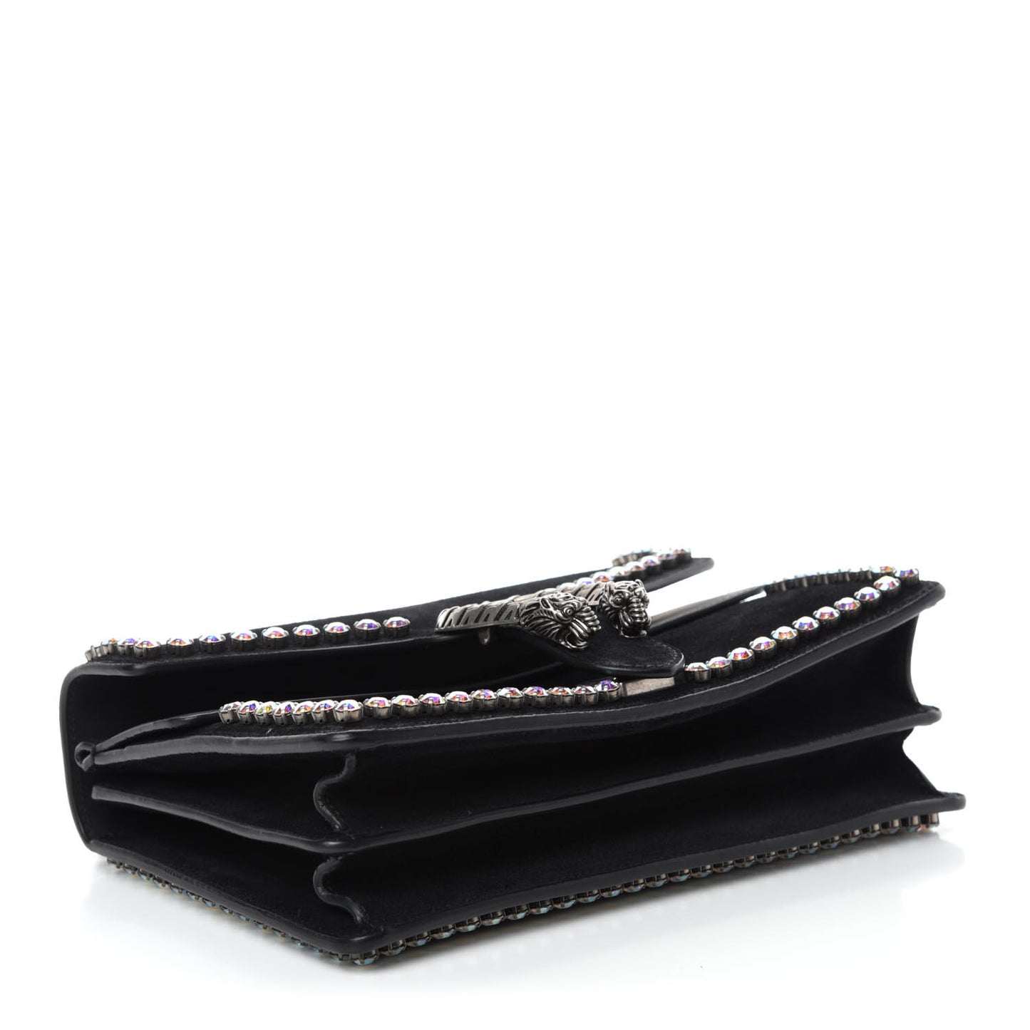 Suede Crystal Small Dionysus Shoulder Bag Black