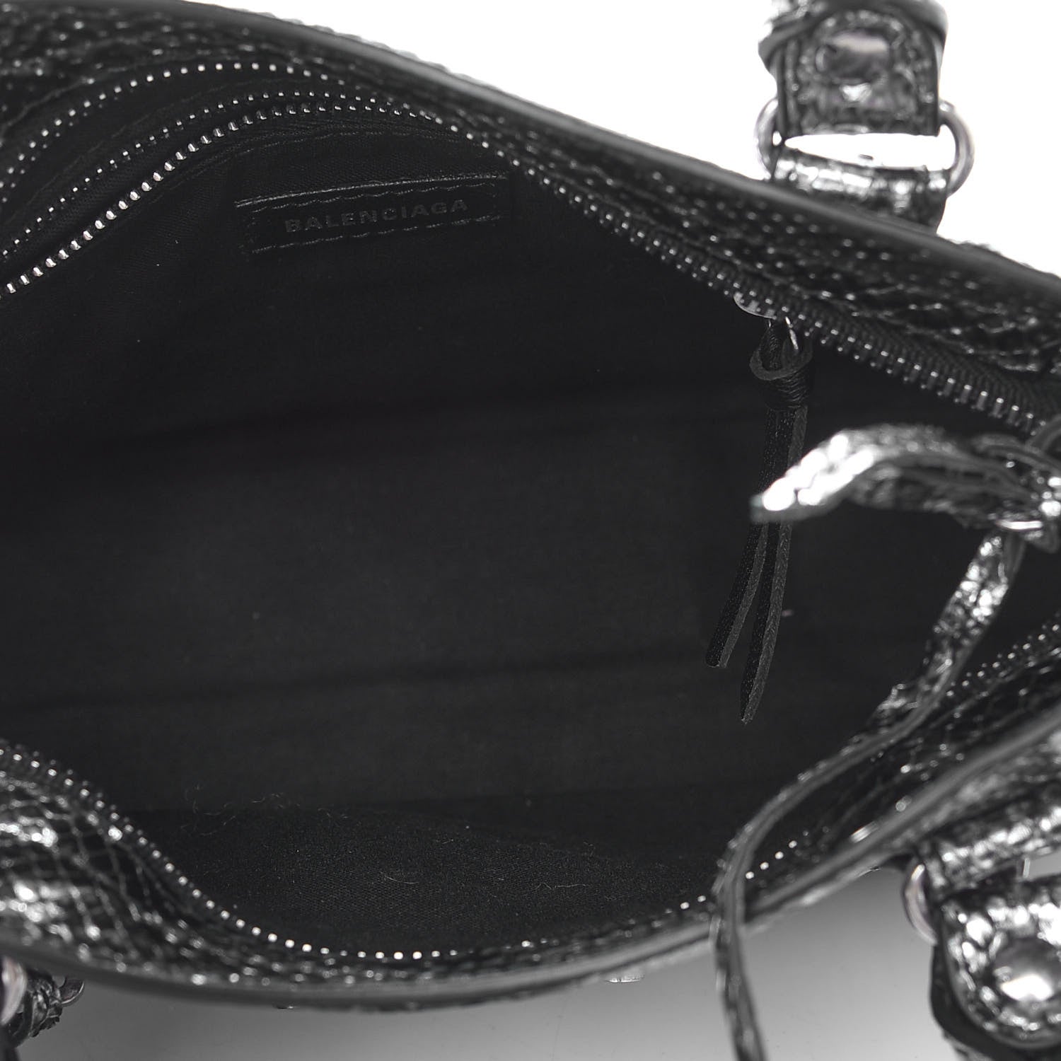 Balenciaga Metallic Calfskin Snakeskin Embossed Classic Silver Hardware Mini City Silver 7 of 10