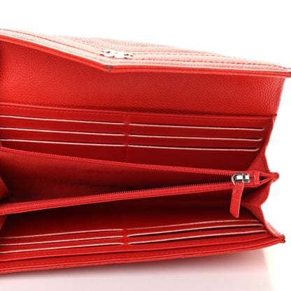 Chanel Caviar Chevron Quilted Wallet Red 5 of 16