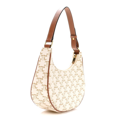 Celine Canvas Calfskin Ava Triomphe Shoulder Bag White 2 of 11