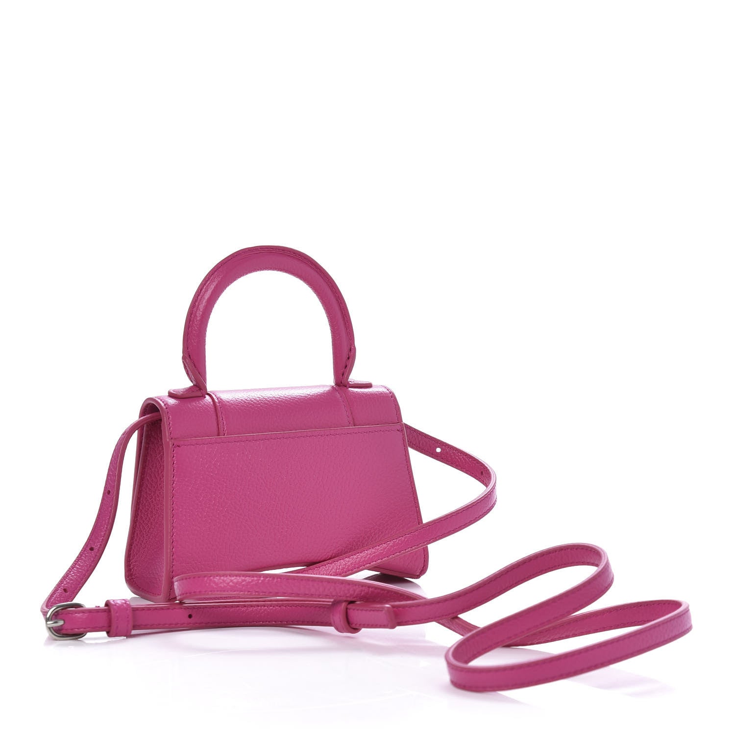 Balenciaga Grained Calfskin Tonal B Hourglass Top Handle Bag Mini Fuchsia 3 of 10