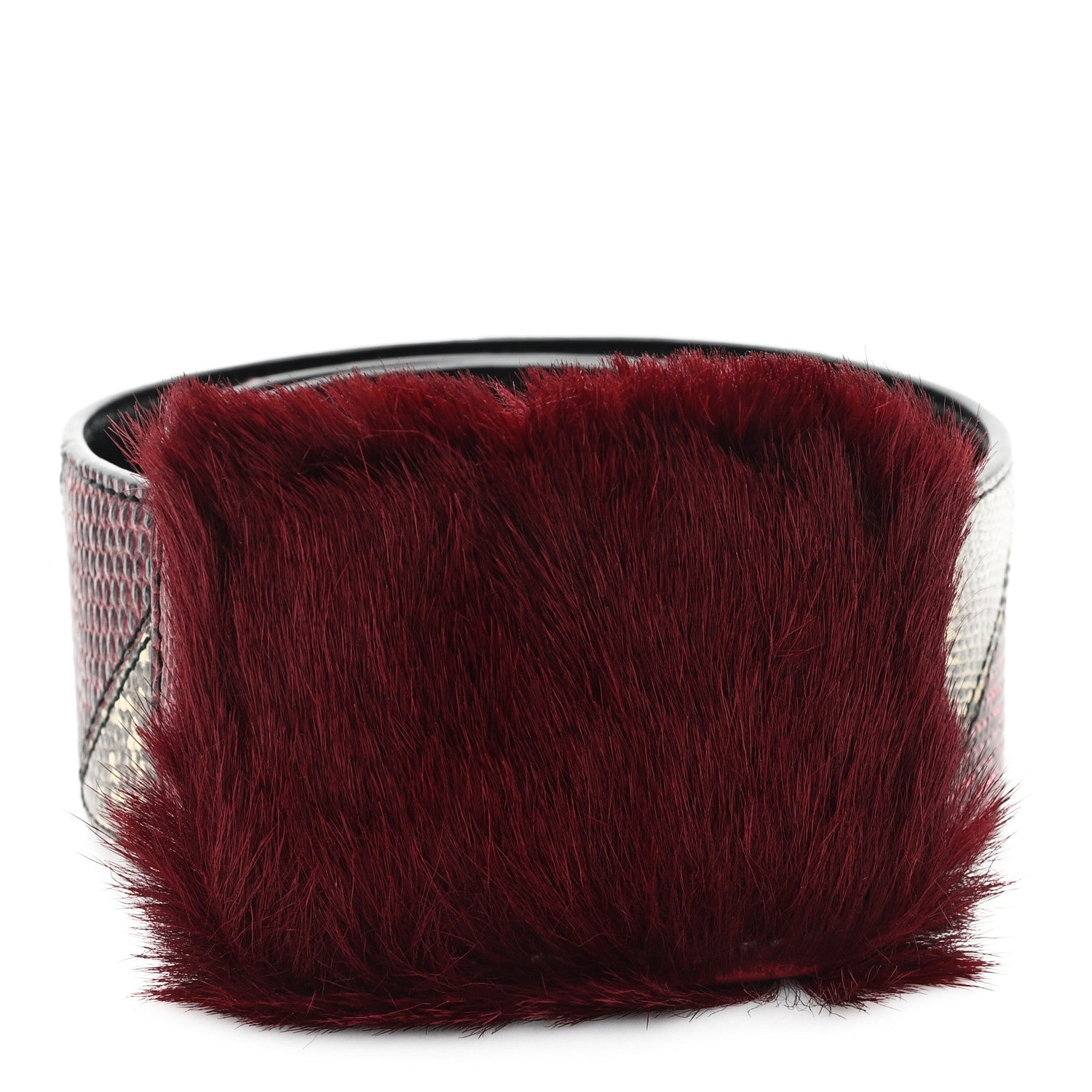 Prada Snakeskin Fur Belt 80 32 Cherry Bego 1 of 6