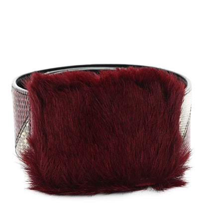 Prada Snakeskin Fur Belt 80 32 Cherry Bego 1 of 6