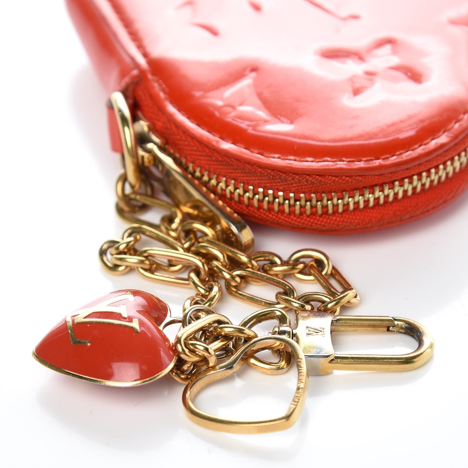 Louis Vuitton Vernis Heart Coin Purse Orange Sunset 8 of 9