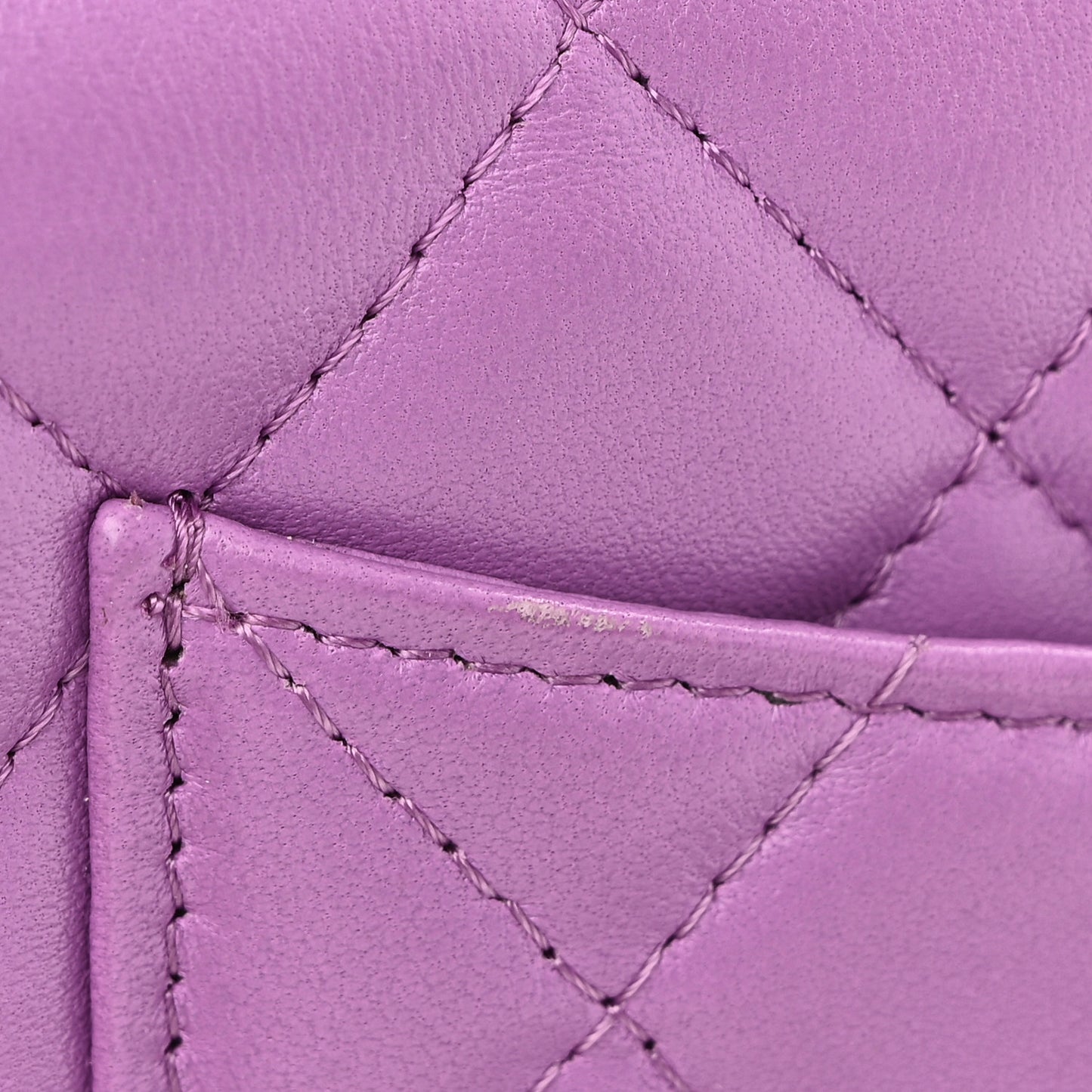 Lambskin Quilted Wallet On Chain WOC Purple