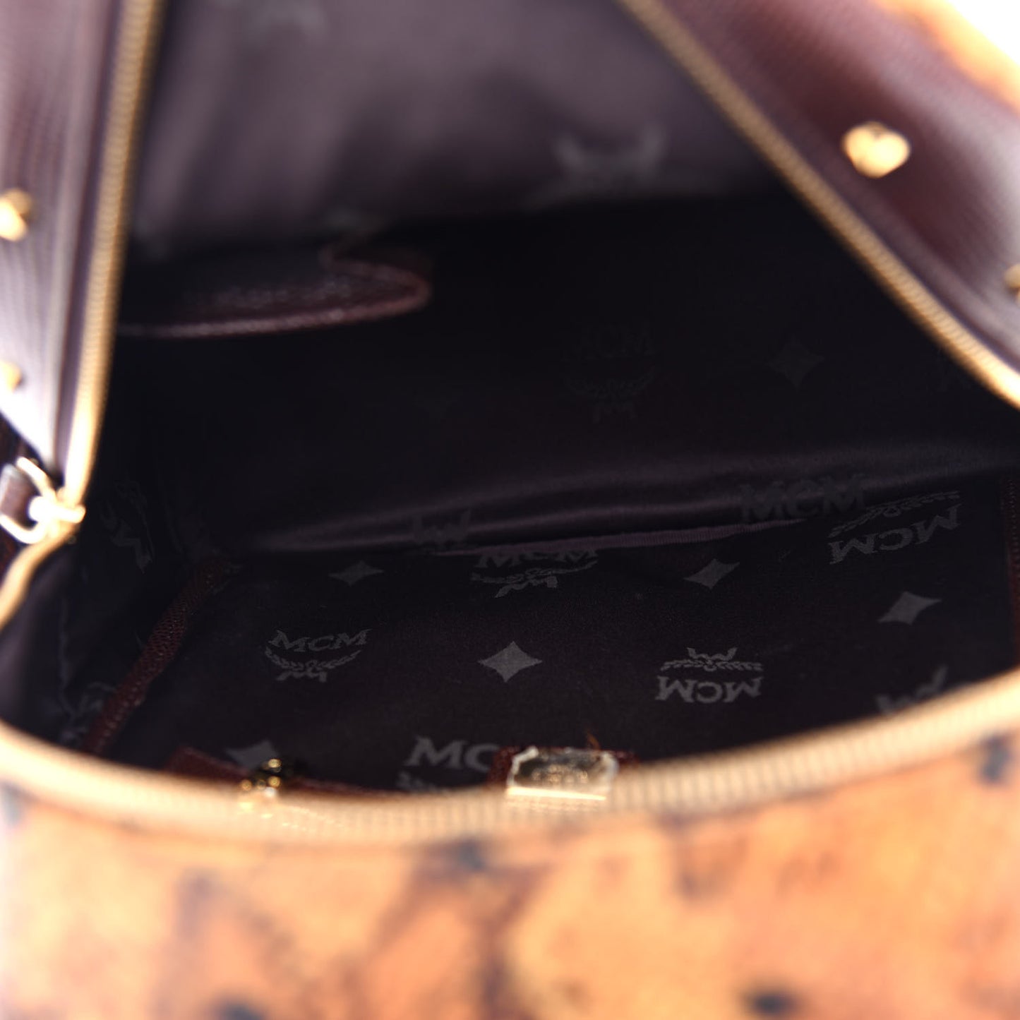 Visetos Snakeskin Printed Studded Small Stark Backpack Brown