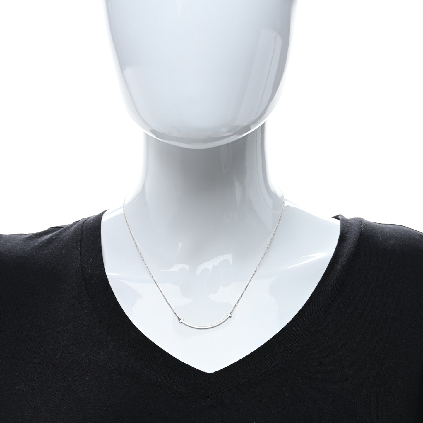 Sterling Silver Small T Smile Pendant Necklace