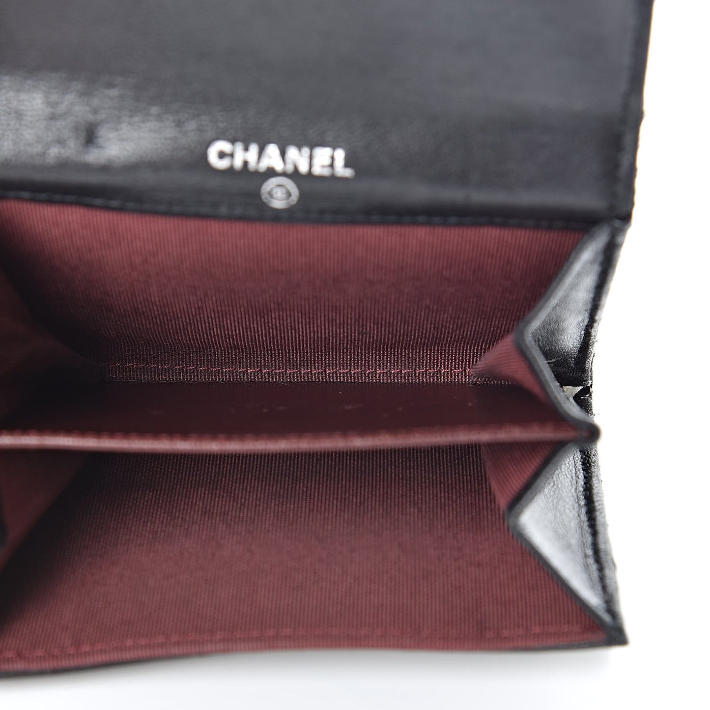 Lambskin Quilted Flap Card Holder Wallet Black