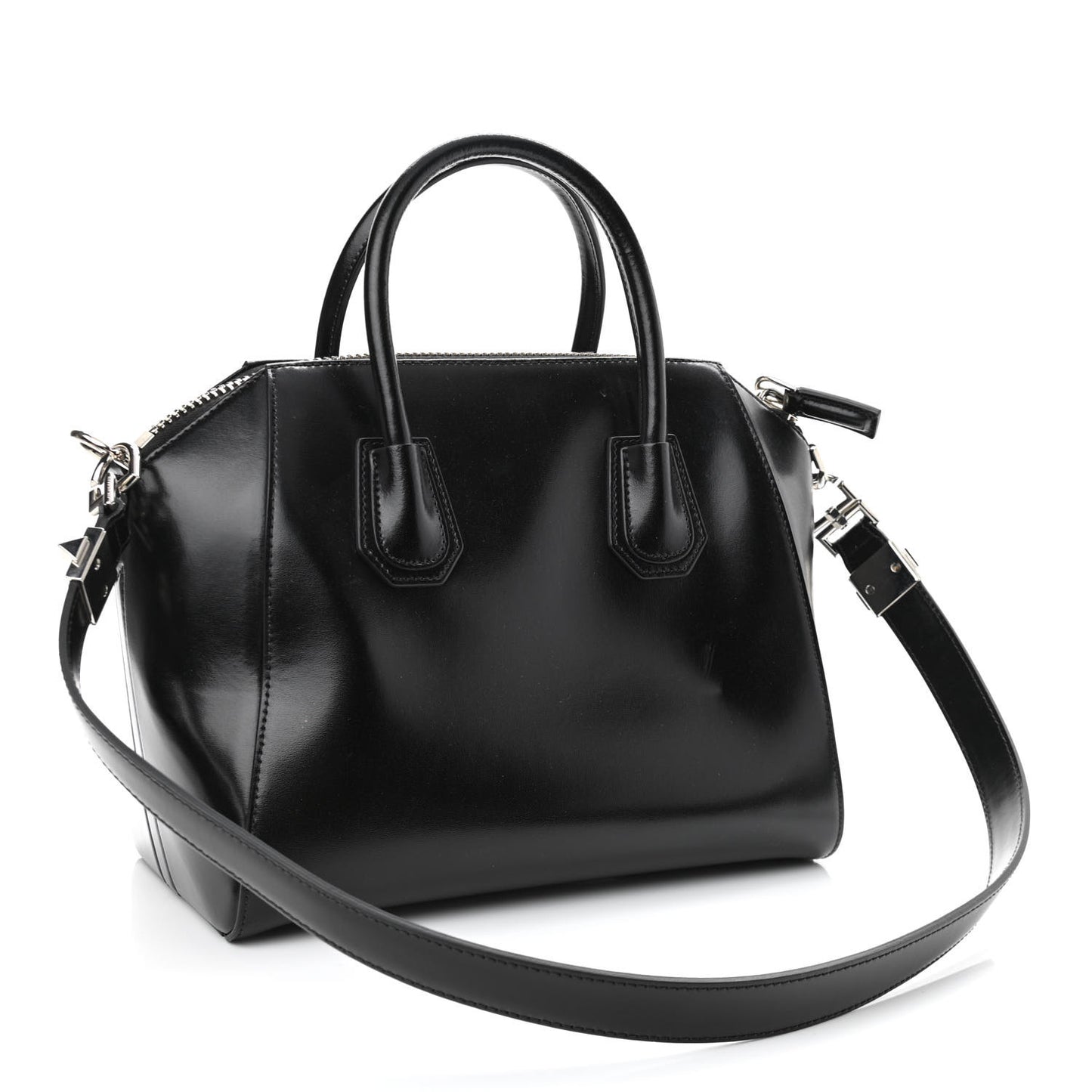 Shiny Lord Calfskin Small Antigona Black