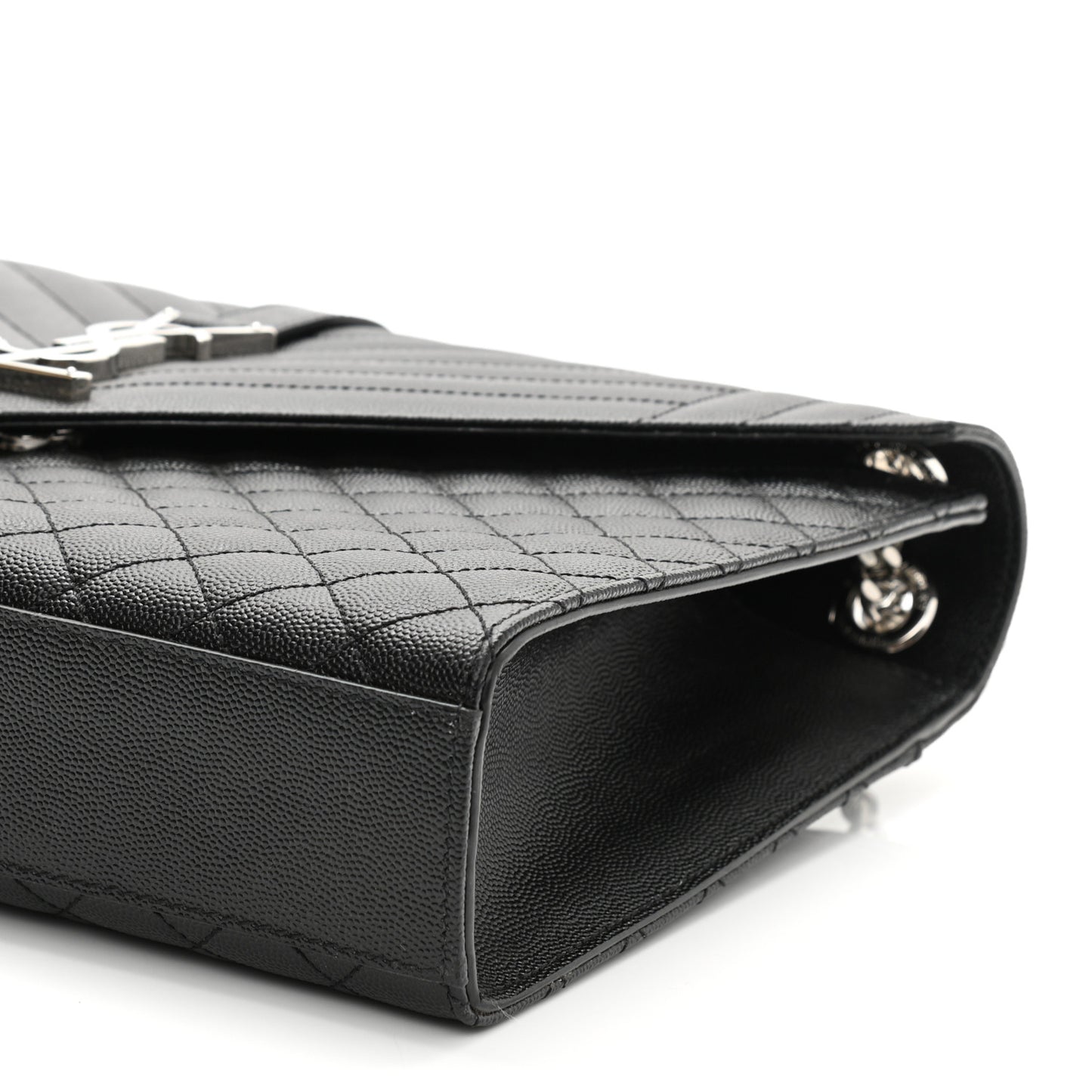 Grain De Poudre Textured Mixed Matelasse Large Triquilt Monogram Satchel Black