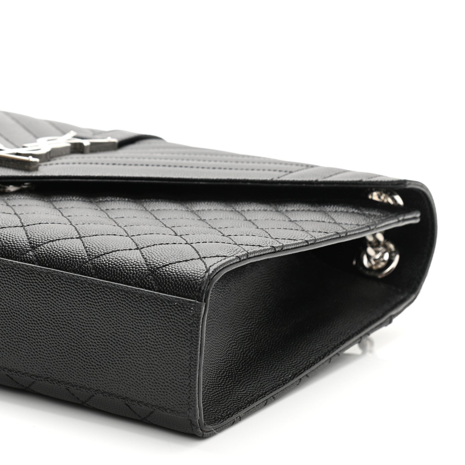 Saint Laurent Grain De Poudre Textured Mixed Matelasse Large Triquilt Monogram Satchel Black 11 of 11