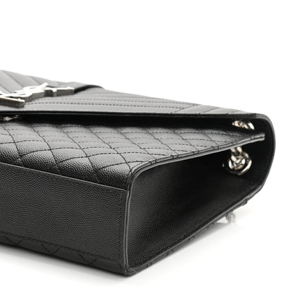 Saint Laurent Grain De Poudre Textured Mixed Matelasse Large Triquilt Monogram Satchel Black 11 of 11