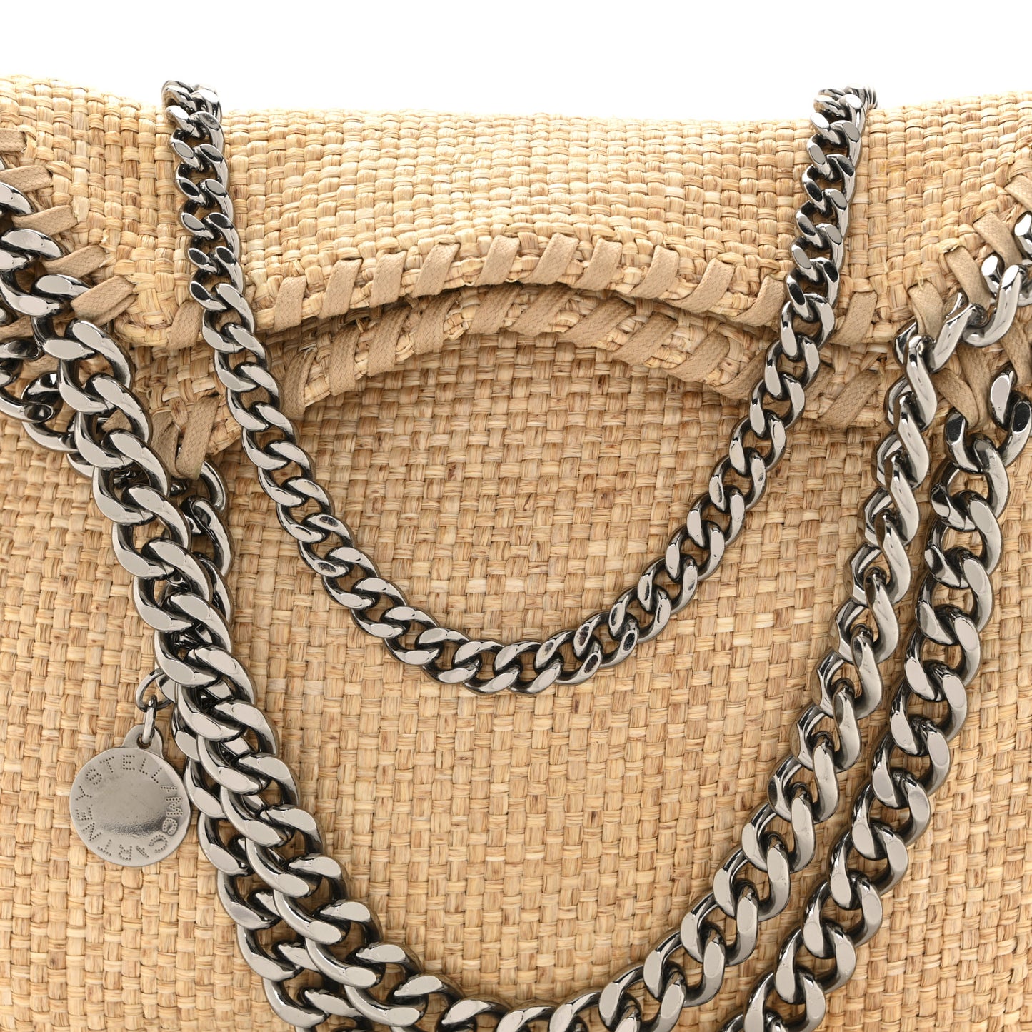 Woven Raffia Mini Falabella Fold Over Natural