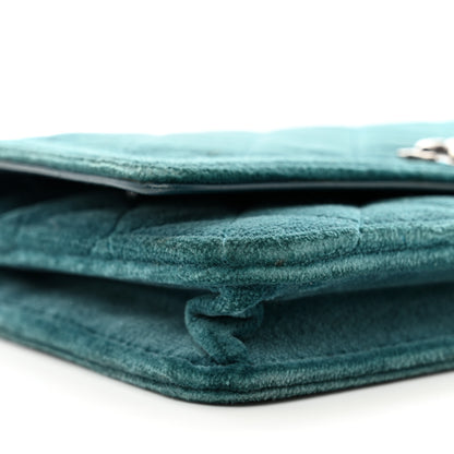 Chanel Velvet Quilted Boy Wallet On Chain WOC Teal 10 of 12