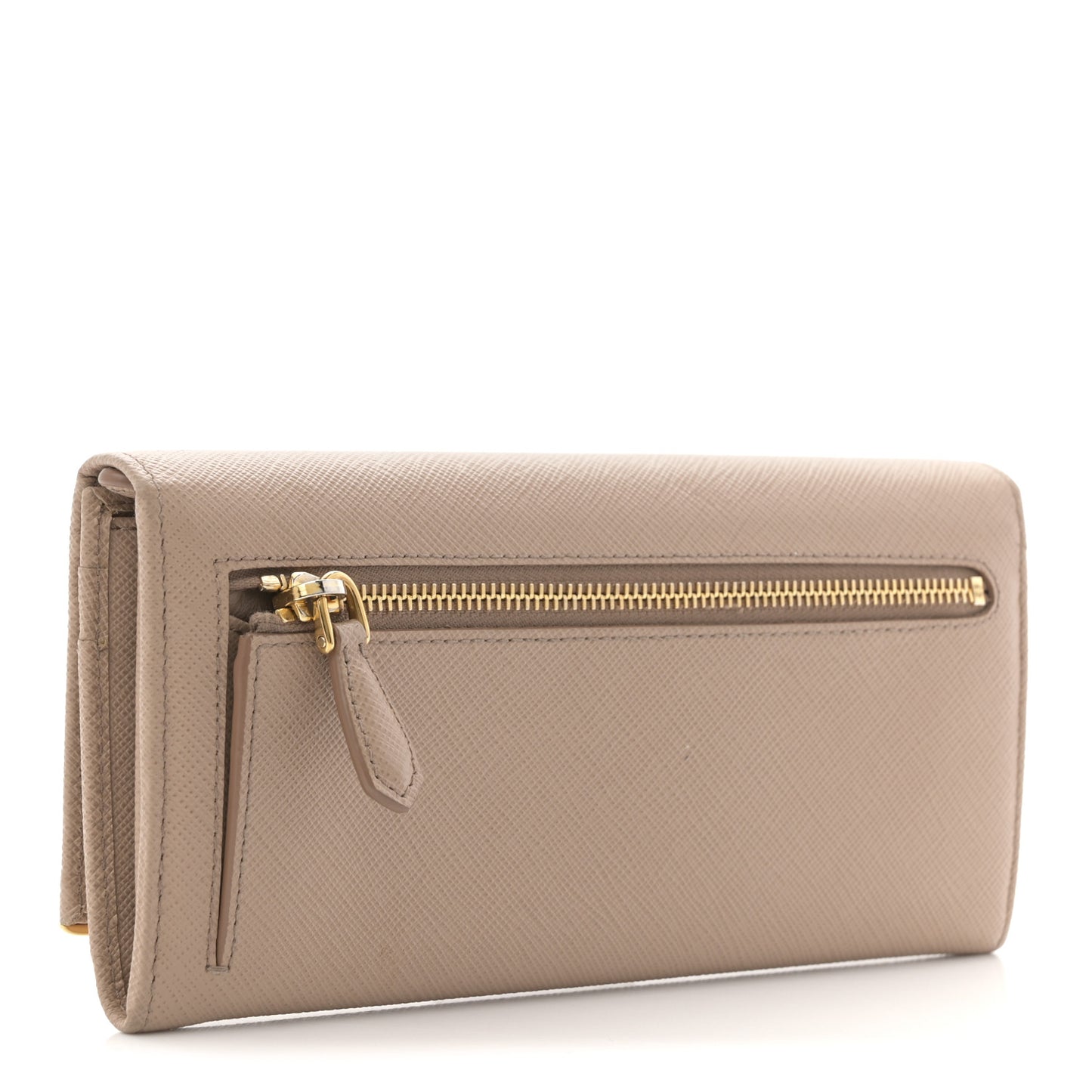 Saffiano Metal Bar Continental Flap Wallet Cammeo