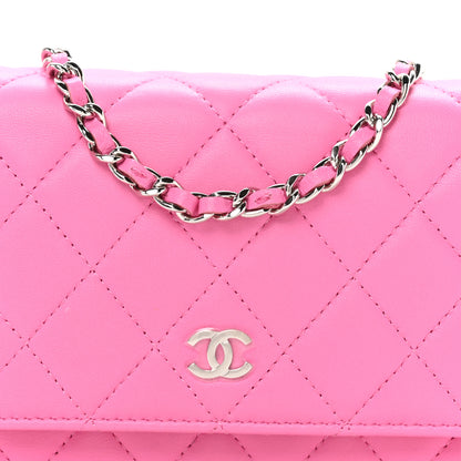 Chanel Lambskin Quilted Mini Wallet On Chain WOC Pink 15 of 21