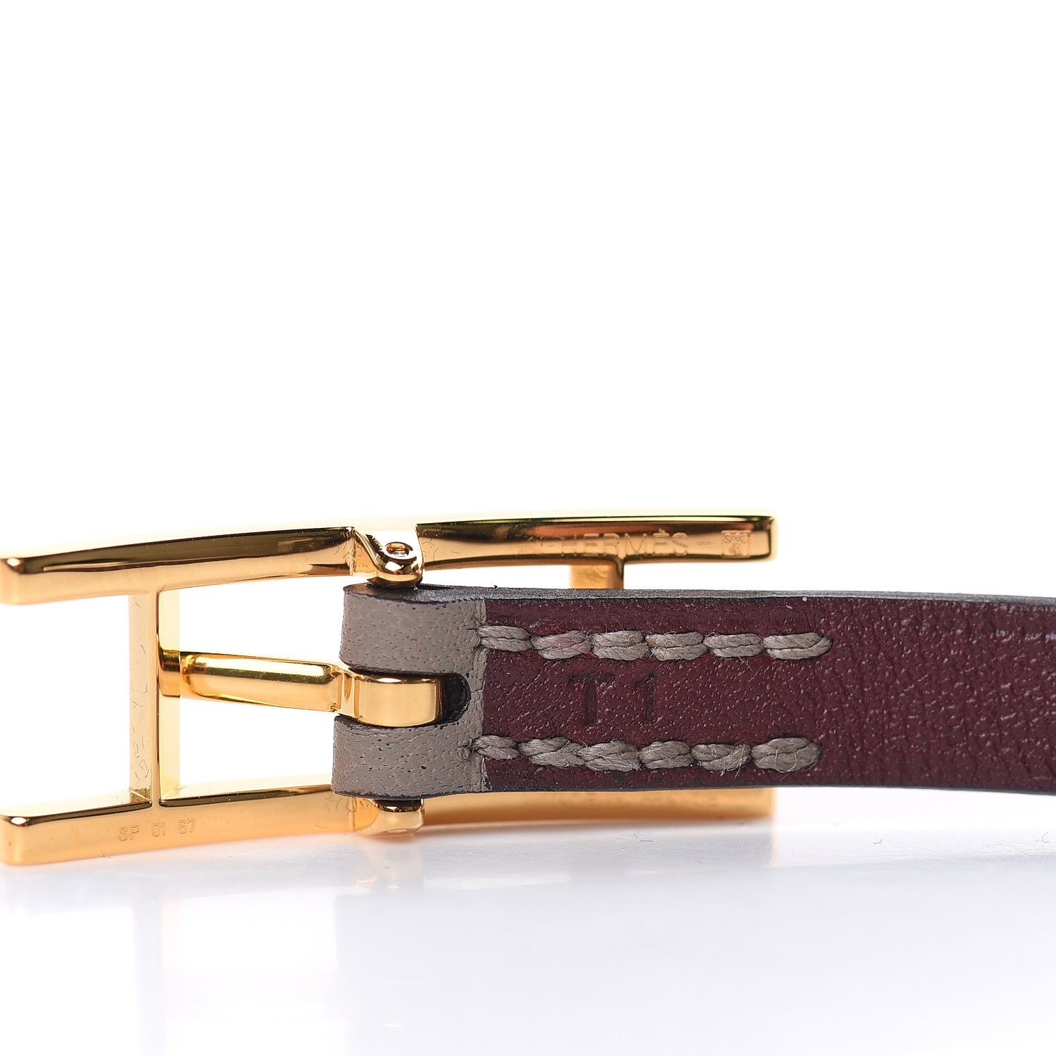 Hermes Swift Behapi Double Tour Bracelet T1 Gris Asphalte Bordeaux 5 of 6