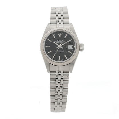 Rolex Stainless Steel 18K White Gold 26mm Oyster Perpetual Datejust Watch Black 79174 1 of 4