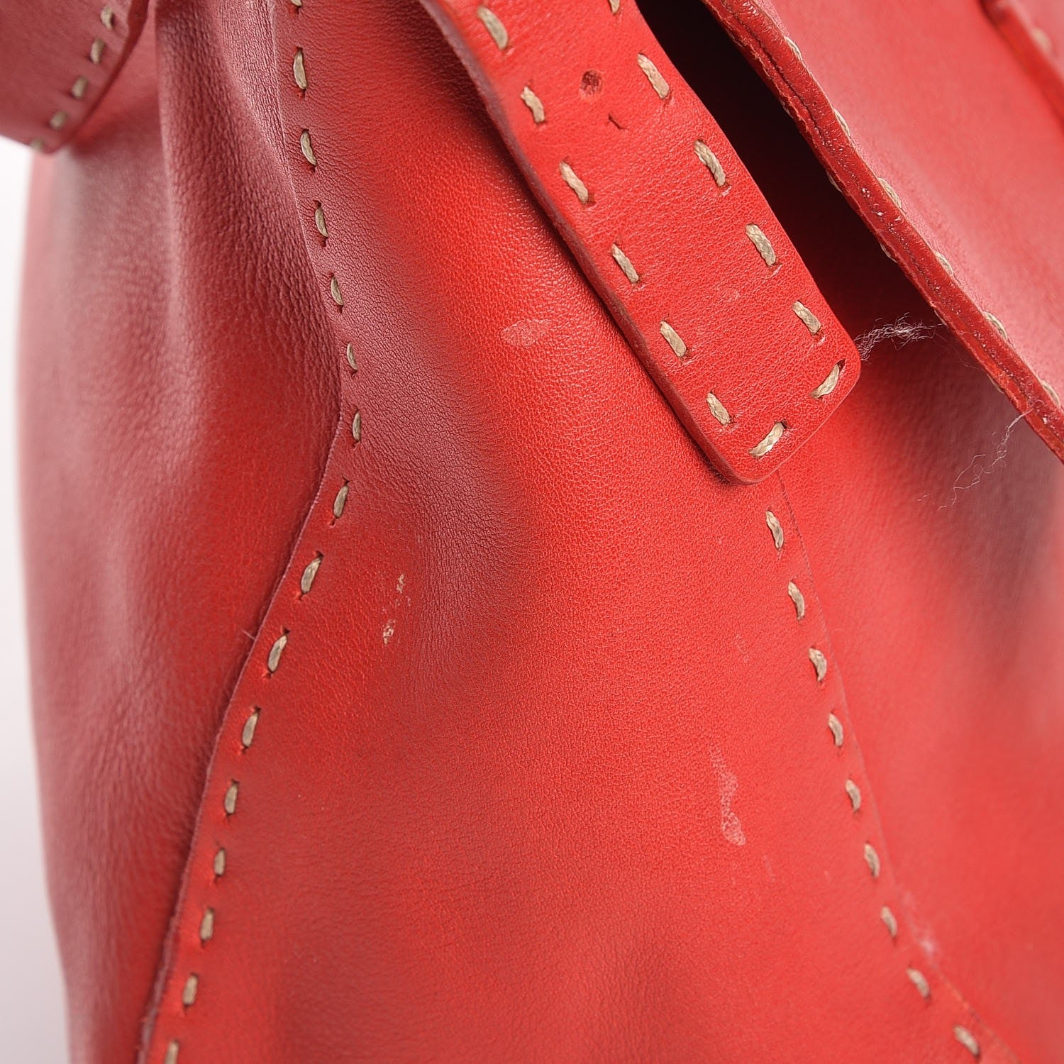 Fendi Calfskin Romano Selleria Forever Mama Baguette Red 11 of 14