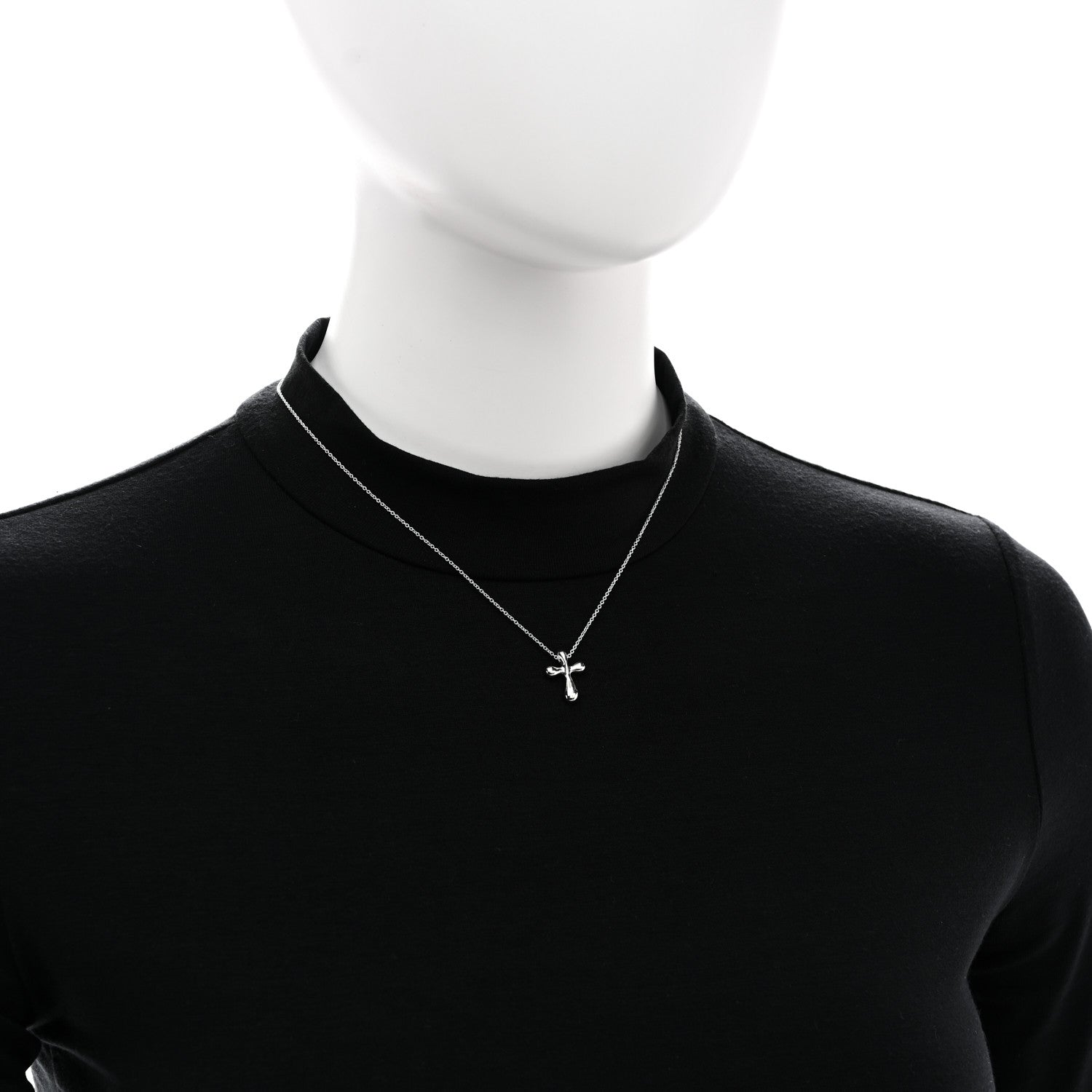 Tiffany Sterling Silver 12mm Elsa Peretti Cross Pendant Necklace 2 of 5
