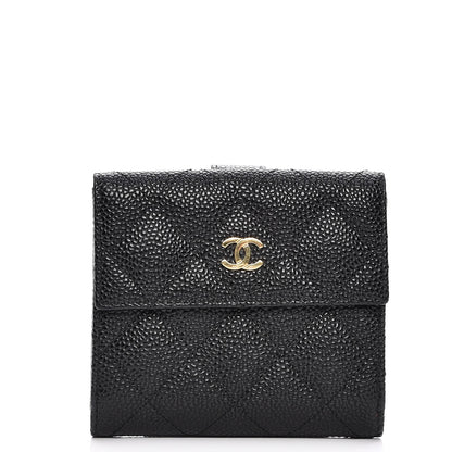 Chanel Caviar Quilted Compact French Flap Wallet Black 1 of 8
