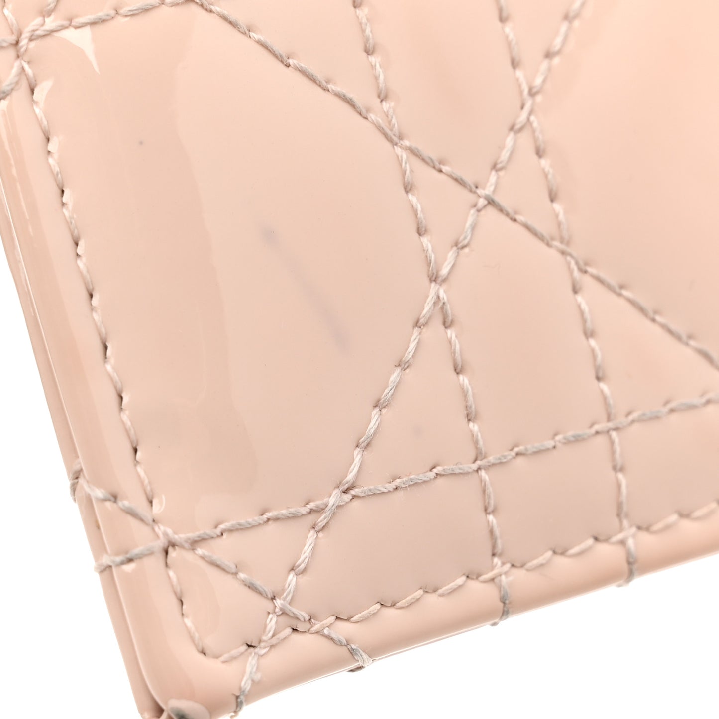 Patent Cannage Lady Dior Card Holder Powder Pink