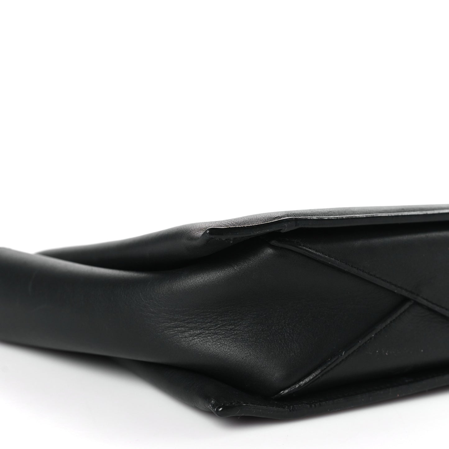Smooth Calfskin Tri-Fold Clutch on Chain Black