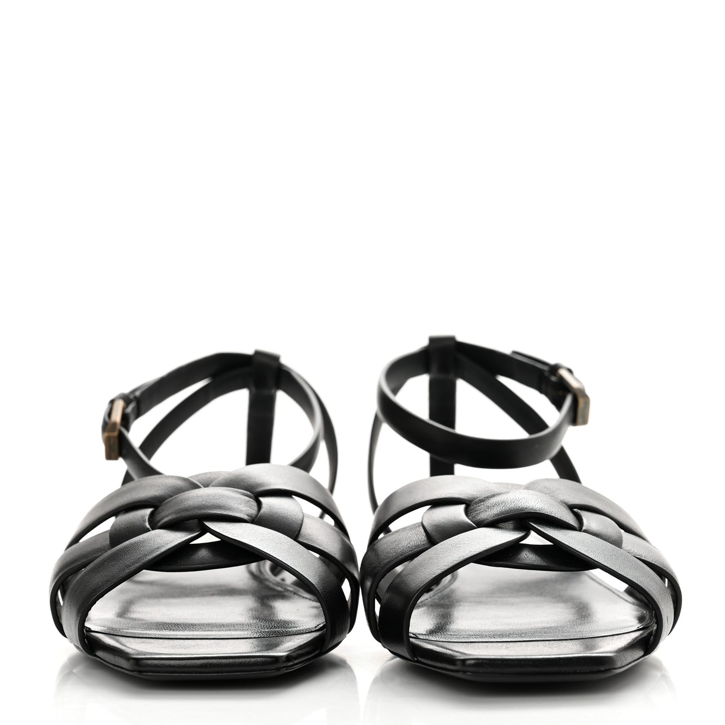 Calfskin Tribute 05 Ankle Strap Flat Sandals 37 Black
