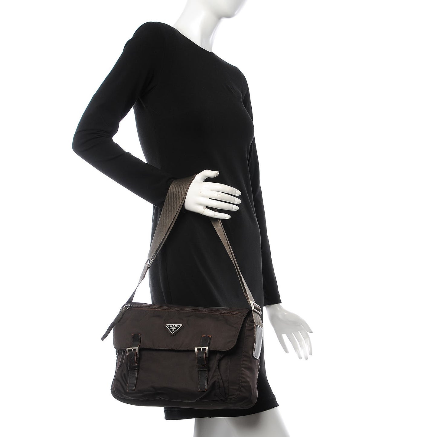 Tessuto Nylon Messenger Bag Brown