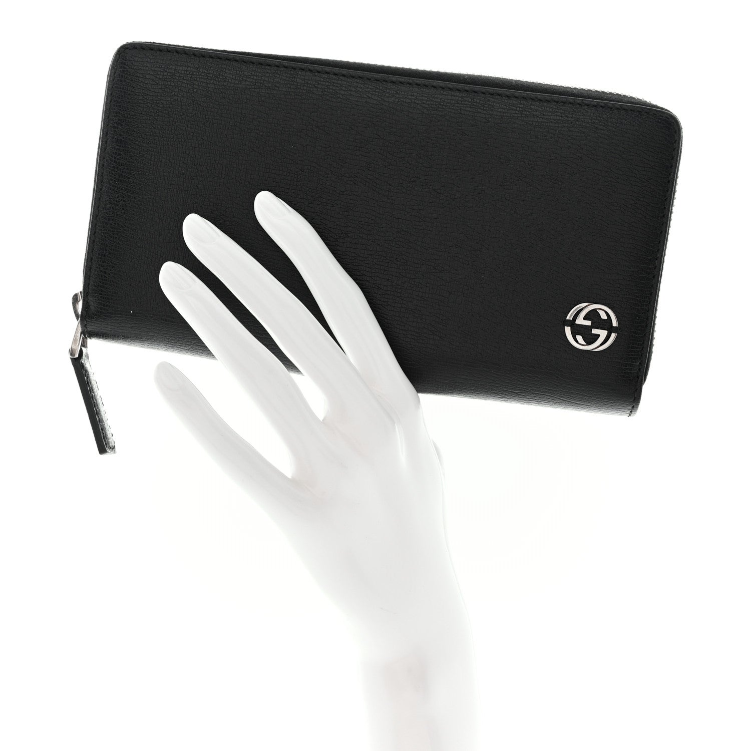 Gucci Calfskin GG Zip Around Wallet Black 2 of 10