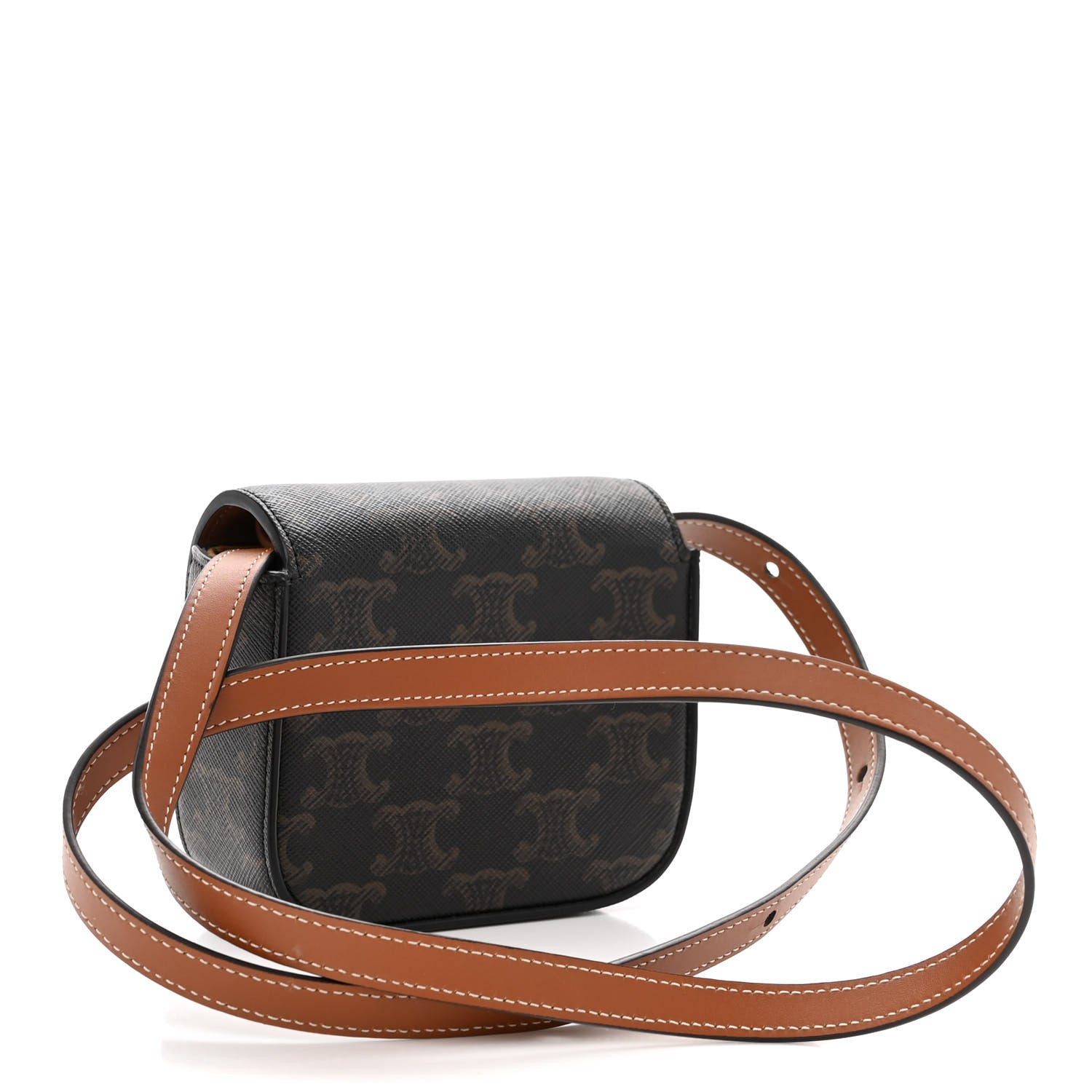 Celine Triomphe Canvas Calfskin Mini Claude Tan 3 of 9