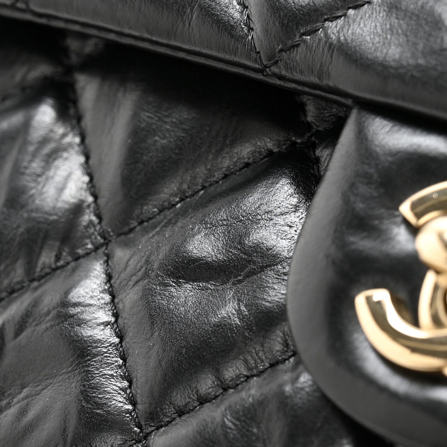 Chanel Crumpled Calfskin Quilted Clutch Black 9 of 10
