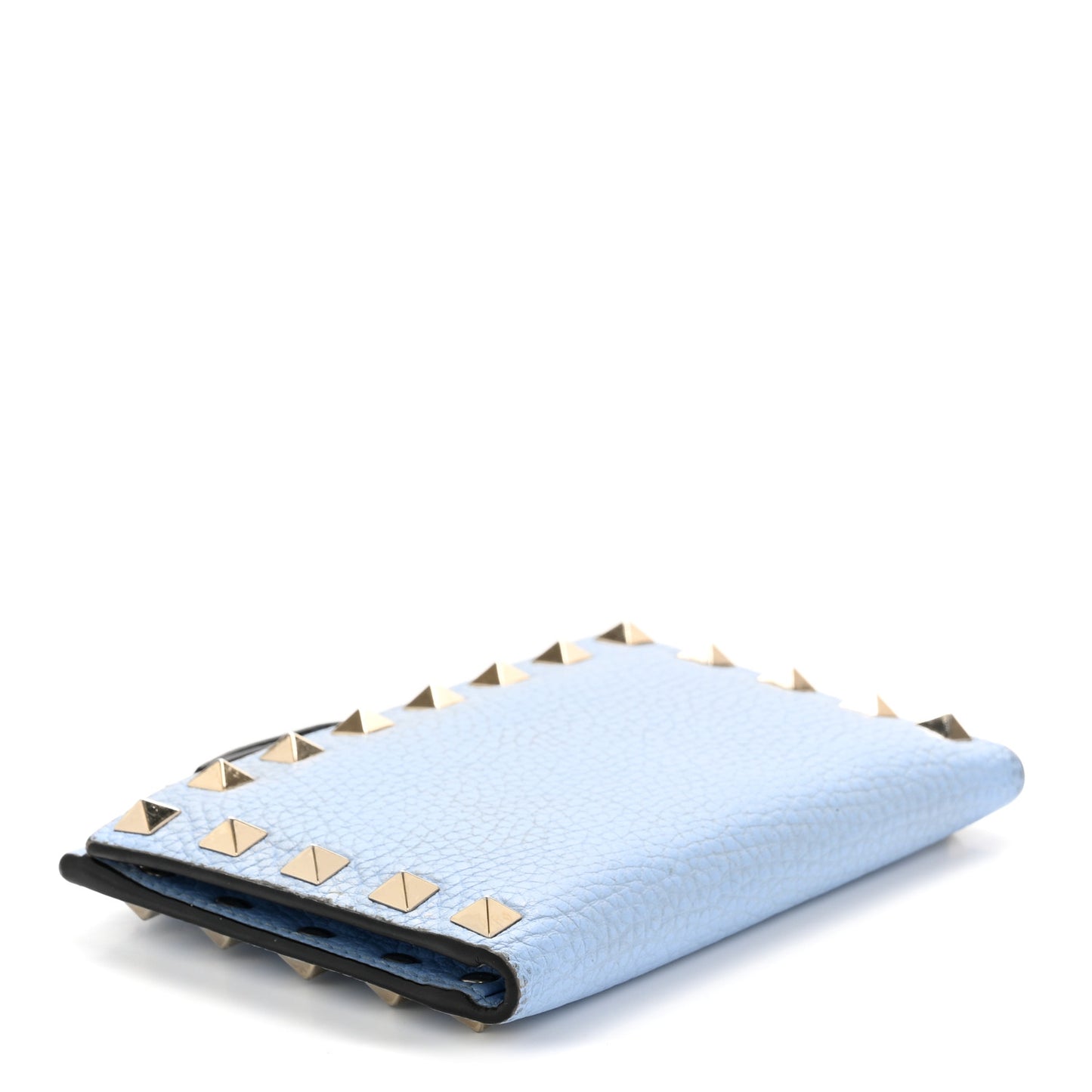 Grainy Calfskin Rockstud Coin Purse Card Holder Niagara
