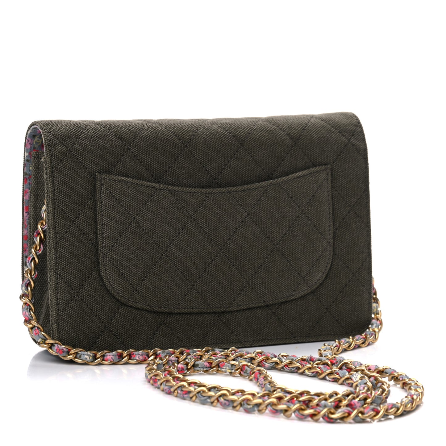 Canvas Quilted Coco Cuba Charms Wallet On Chain WOC Khaki