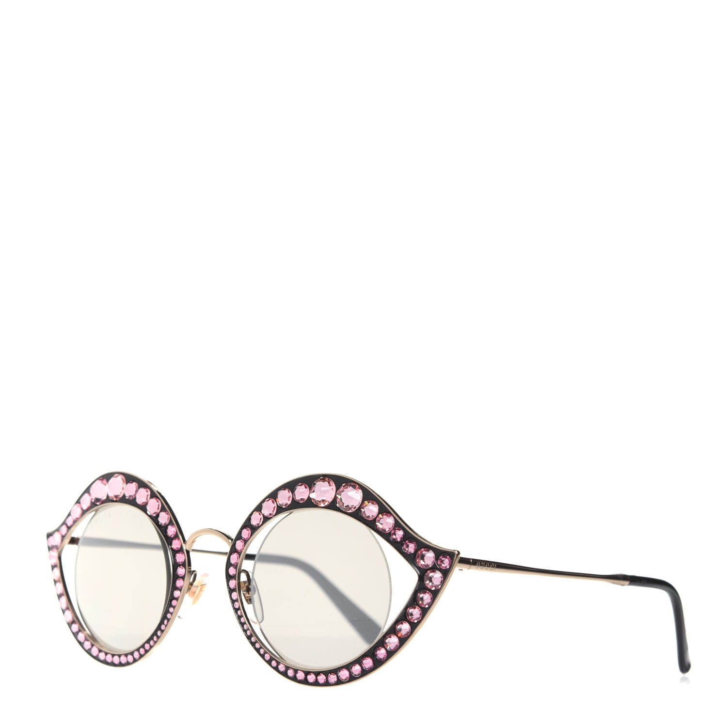 Gucci Metal Crystal Cat Eye Sunglasses GG0046S Pink 1 of 6
