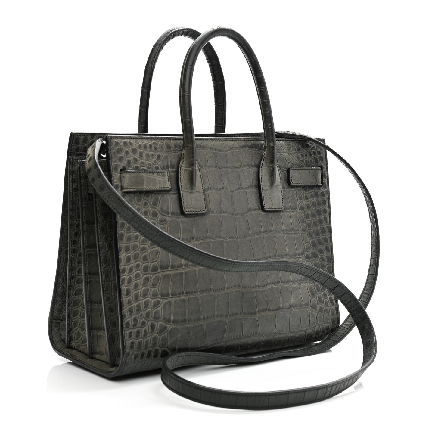 Calfskin Crocodile Embossed Small Sac De Jour Fog