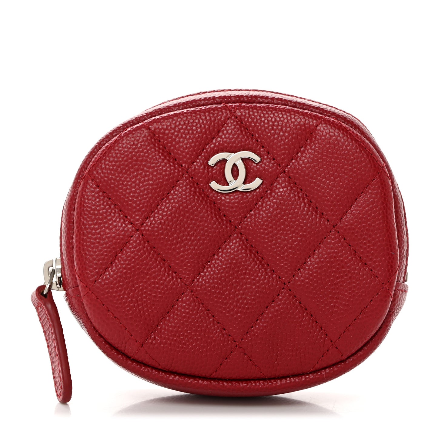 Caviar Quilted Zip Around Classic Coin Purse Red