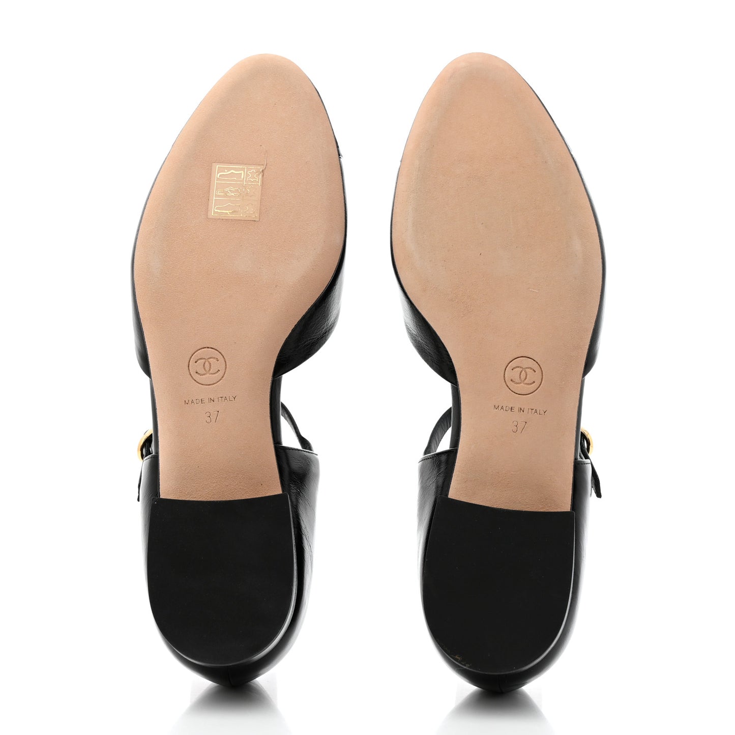 Glazed Calfskin Patent Cap Toe CC Mary Jane Flats 37 Black