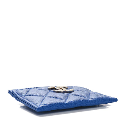 Chanel Caviar Quilted Studded CC Card Holder Blue 4 of 10