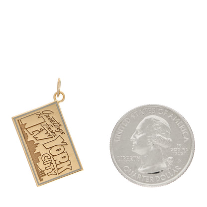 Tiffany 18K Yellow Gold Enamel New York City Postcard Charm Blue 2 of 4