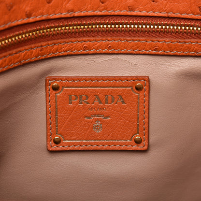 Prada Ostrich Double Zip Tote Papaya 8 of 14