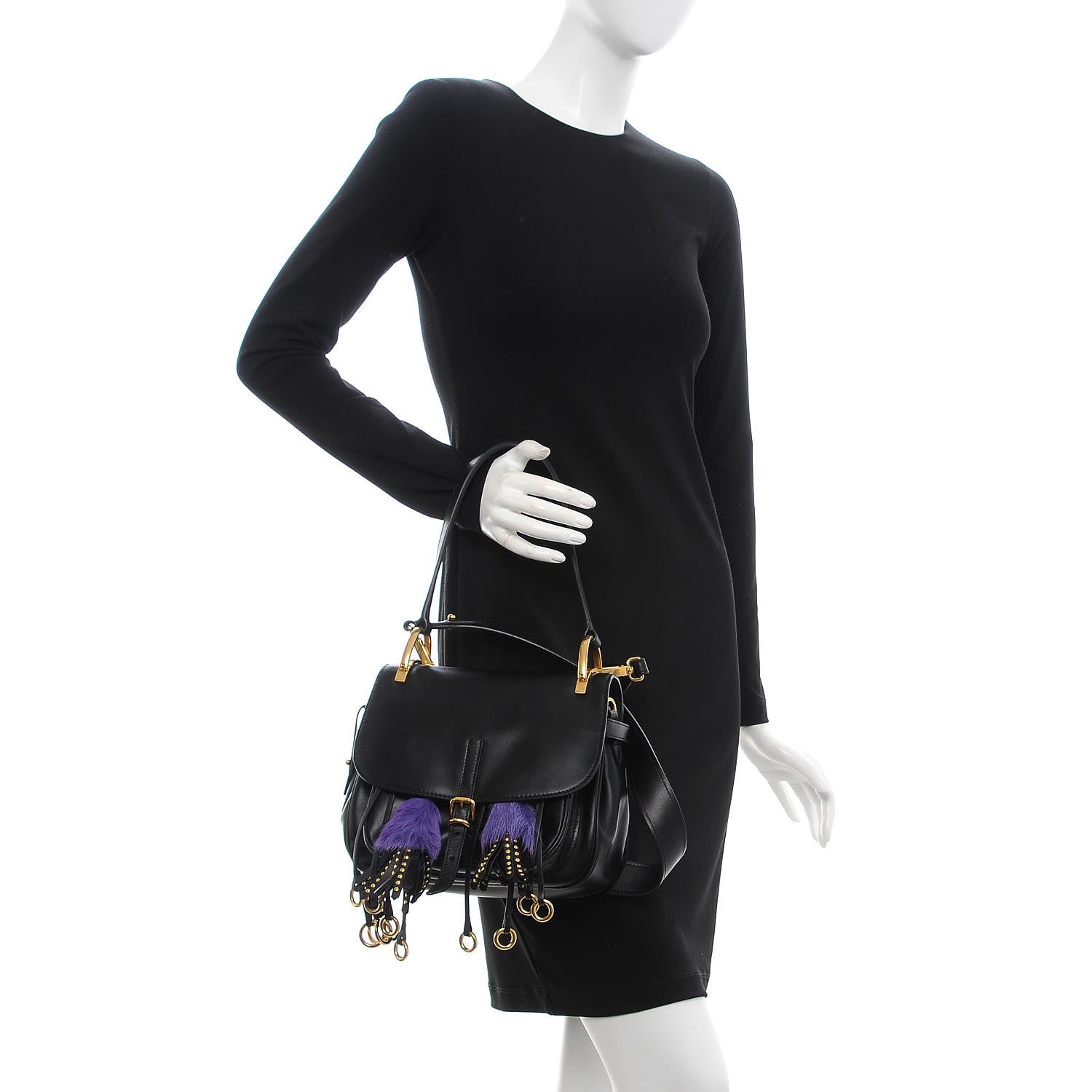 Prada City Calf Fringe Corsaire Bag Nero Black 2 of 8