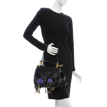 Prada City Calf Fringe Corsaire Bag Nero Black 2 of 8